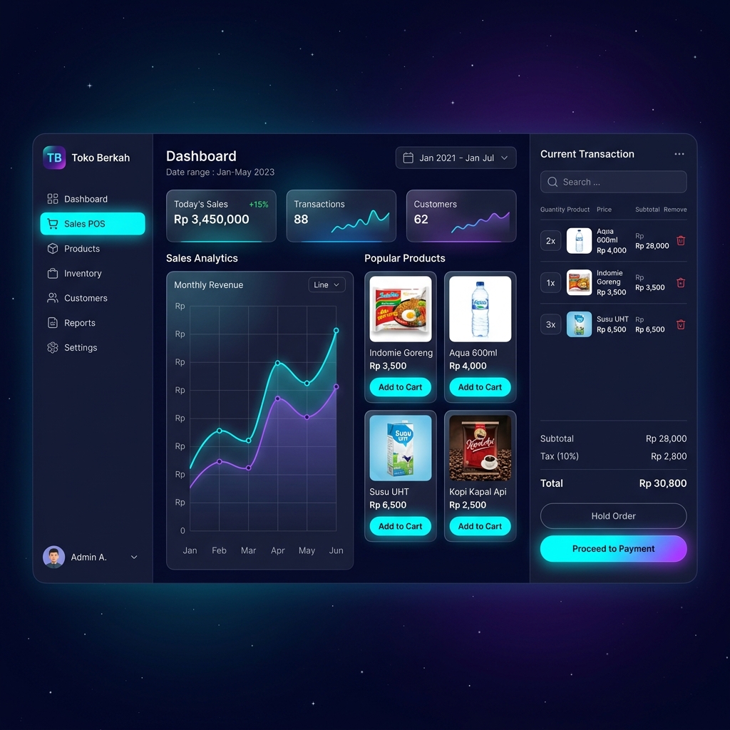 Kasir Toko POS Mockup Dashboard